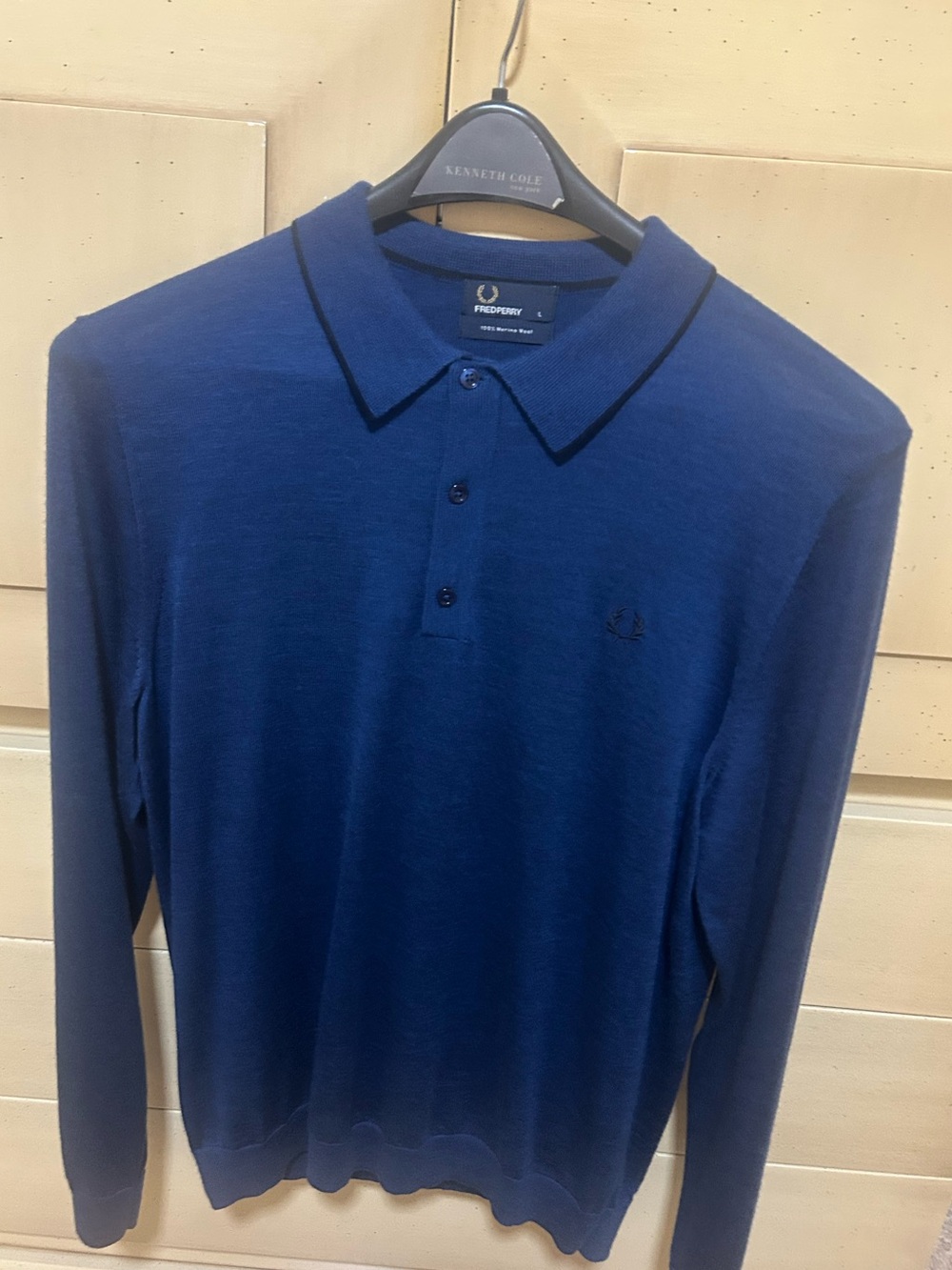 Fred Perry Men's Long-Sleeve Marino Wool  Sweater in Navy
